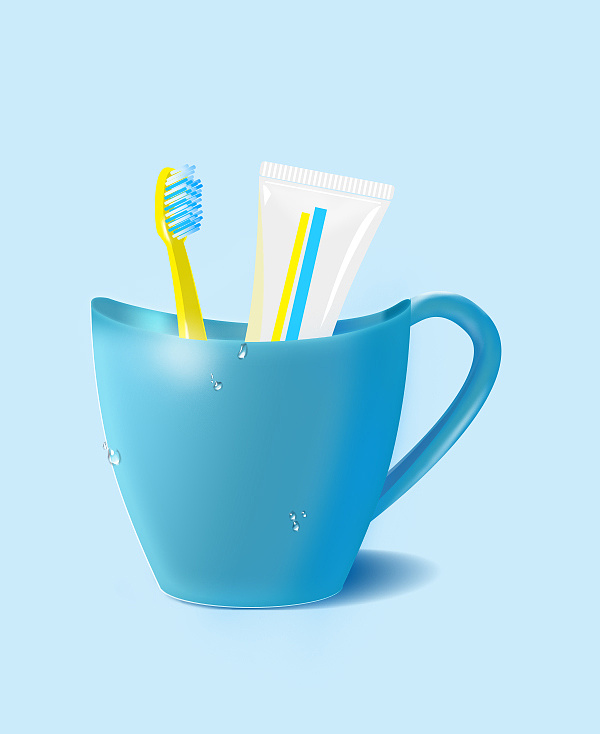 牙杯手繪 三色空蒙中的插畫習作